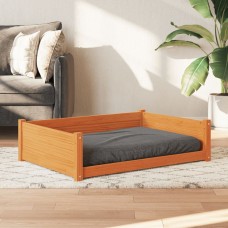 Suņu gulta, vaska brūna, 105,5x75,5x28 cm, priedes masīvkoks