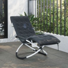 Sauļošanās krēsla matracis, 160x50x10cm, melns mākslīgais zamšs