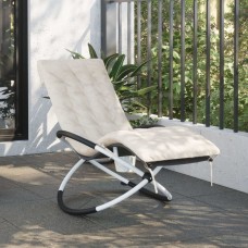 Sauļošanās krēsla matracis, 160x50x10 cm, bēšs mākslīgais zamšs