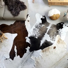 Paklājs, dabīga govs āda, melns un balts, 180x220 cm