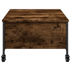 Kafijas galdiņš ar riteņiem, ozolkoka, 91x55x34 cm, koks