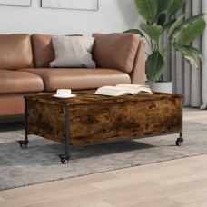 Kafijas galdiņš ar riteņiem, ozolkoka, 91x55x34 cm, koks