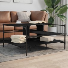 Kafijas galdiņš, melns, 100x100x48,5 cm, inženierijas koks