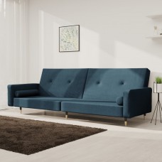 2-vietīga dīvāngulta ar diviem spilveniem, zils samts