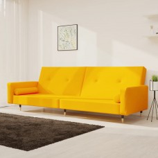 2-vietīga dīvāngulta ar diviem spilveniem, dzeltens samts