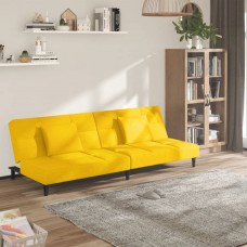 2-vietīga dīvāngulta ar diviem spilveniem, dzeltens samts