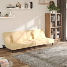 2-vietīga dīvāngulta ar diviem spilveniem, krēmkrāsas samts