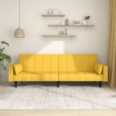 2-vietīga dīvāngulta ar diviem spilveniem, dzeltens audums