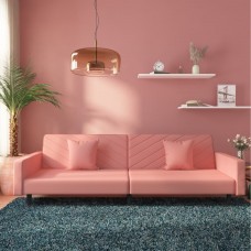 2-vietīga dīvāngulta ar diviem spilveniem, rozā samts