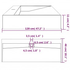 Izlietne, 120x46x11 cm, minerālu un marmora materiāls, melna