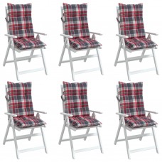 Dārza krēslu matrači, 6 gab., oksforda audums, sarkanas rūtis
