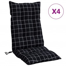 Dārza krēslu matrači, 4 gab., oksforda audums, melnas rūtis