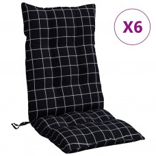 Dārza krēslu matrači, 6 gab., oksforda audums, melnas rūtis