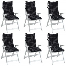 Dārza krēslu matrači, 6 gab., oksforda audums, melnas rūtis