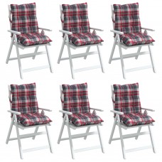 Dārza krēslu matrači, 6 gab., oksforda audums, sarkani rūtots