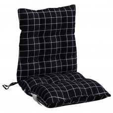 Dārza krēslu matrači, 4 gab., audums, melnu četrstūru rakstu