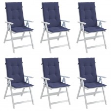 Dārza krēslu matrači, 6 gab., tumši zils audums