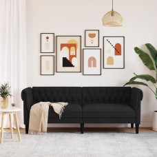 Trīsvietīgs chesterfield dīvāns, melns audums