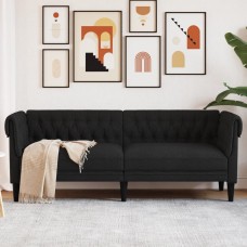 Trīsvietīgs chesterfield dīvāns, melns audums
