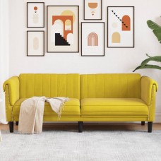 Trīsvietīgs dīvāns, dzeltens, samts