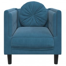Atpūtas krēsls ar spilvenu, zils samts
