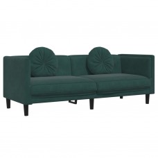 Trīsvietīgs dīvāns ar matračiem, tumši zaļš samts