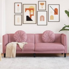 Trīsvietīgs dīvāns ar matračiem, rozā samts