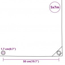 Brezenta pārklājs, zaļš, 5x7 m, 650 g/m²