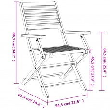Saliekami dārza krēsli, 8 gab., 54,5x61,5x86,5 cm, akācija