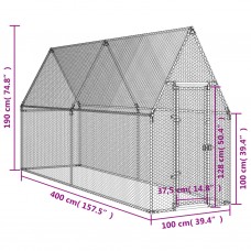 Vistu būris, sudrabains, 400x100x190 cm, cinkots tērauds