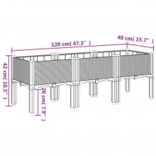 Dārza puķu kaste ar kājām, melna, 120x40x42 cm, pp