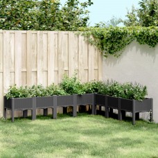 Dārza puķu kaste ar kājām, melna, 200x160x42 cm, pp