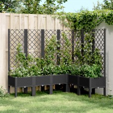 Dārza puķu kaste ar špaleru, melna, 160x120x142 cm, pp