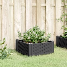 Dārza puķu kaste ar mietiņiem, melna, 42,5x42,5x28,5 cm, pp