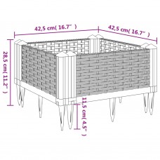 Dārza puķu kaste ar mietiņiem gaiši pelēka 42,5x42,5x28,5 cm pp