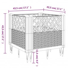 Dārza puķu kaste ar mietiņiem, brūna, 43,5x43,5x43,5 cm, pp