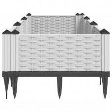 Dārza puķu kaste ar mietiņiem, balta, 125x40x28,5 cm, pp
