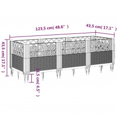 Dārza puķu kaste ar mietiņiem, brūna, 123,5x43,5x43,5 cm, pp