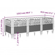 Dārza puķu kaste ar mietiņiem, melna, 123,5x43,5x43,5 cm, pp