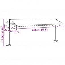 Brīvi stāvoša nojume, zili balta, 600x300 cm, audums, tērauds