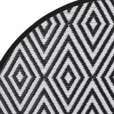 Āra paklājs, ø160 cm, balts un melns pp