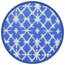 Āra paklājs, ø120 cm, zils un balts pp