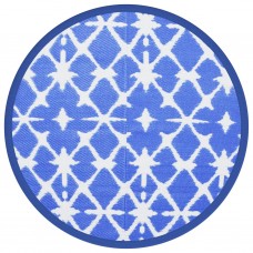 Āra paklājs, ø160 cm, zils un balts pp