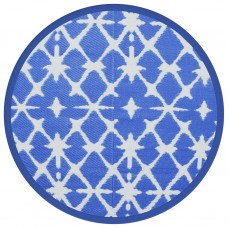 Āra paklājs, ø200 cm, zils un balts pp
