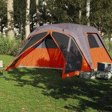 Ģimenes telts ar lieveni 6 personām pelēka oranža ūdensizturīga