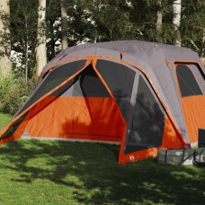 Ģimenes telts ar lieveni 6 personām pelēka oranža ūdensizturīga