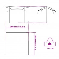 Kempinga tents, pelēka, oranža, 300x294 cm, ūdensizturīga