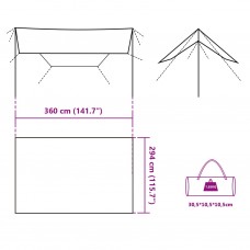 Kempinga tents, pelēka, oranža, 360x294 cm, ūdensizturīga