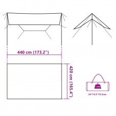 Kempinga tents, zaļa, 420x440 cm, ūdensizturīga