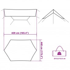 Kempinga tents, pelēka, oranža, 420x440 cm, ūdensizturīga